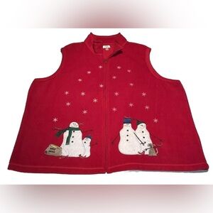 Christmas Baxter&Wells Fleece Sweater Vest Women’s 2 XL Embroidered  Zipper